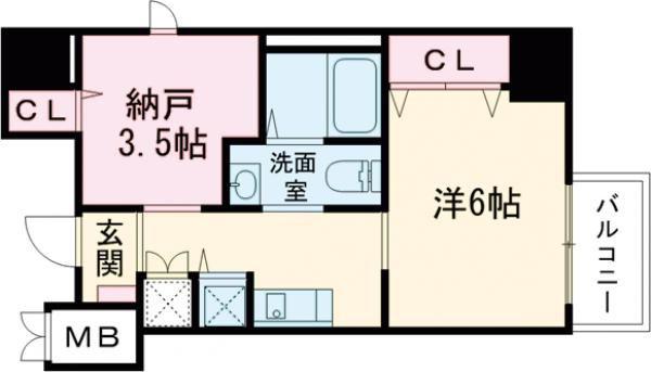 ディアコート宿屋町(2K/10階)の間取り写真