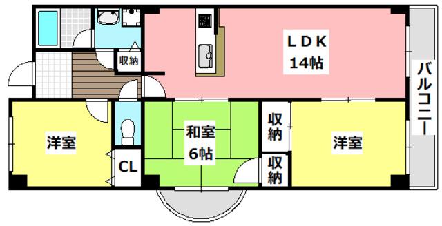 シャンテ・メゾン(3LDK/6階)の間取り写真