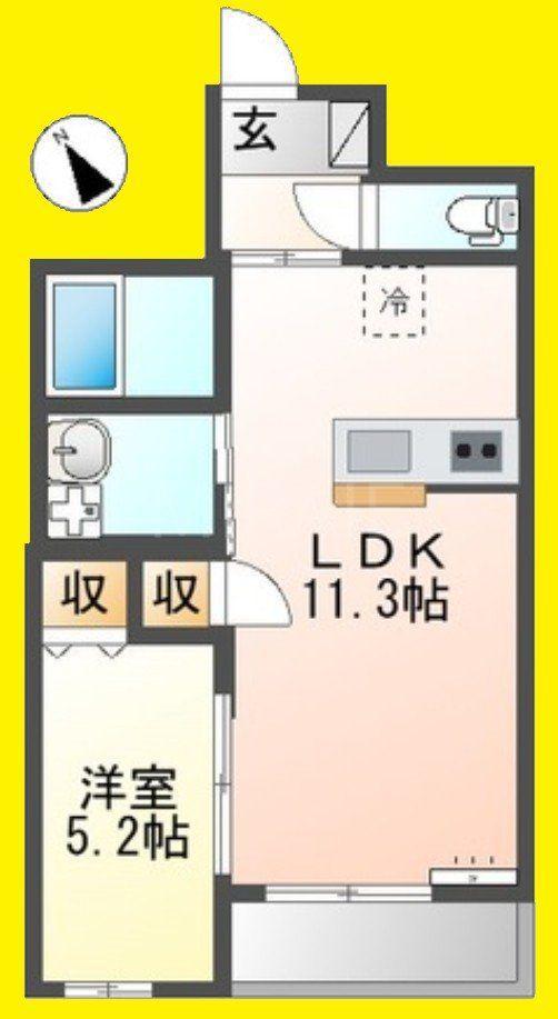 シャイン湘南(1LDK/5階)の間取り写真