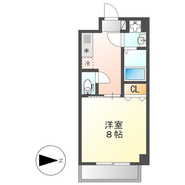 S-FLAT(1K/2階)の間取り写真
