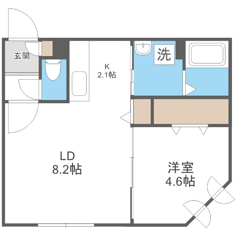 PROGRACE S19(1LDK/1階)の間取り写真