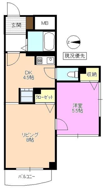 センターイン伊勢町(1LDK/5階)の間取り写真