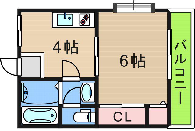 21マンション(1K/3階)の間取り写真