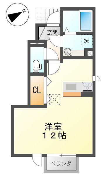 グランメールII(ワンルーム/1階)の間取り写真