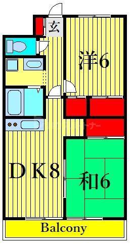 エスポワール篠崎2(2DK/3階)の間取り写真