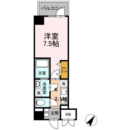 トレルーチェ横濱関内(1K/4階)の間取り写真