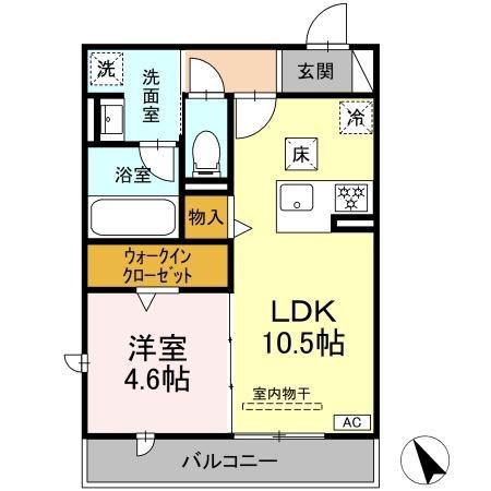ワイズヴィラ岐南イースト(1LDK/1階)の間取り写真