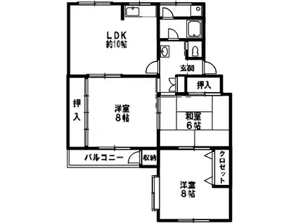鶴甲コーポ23号棟(3LDK/5階)の間取り写真
