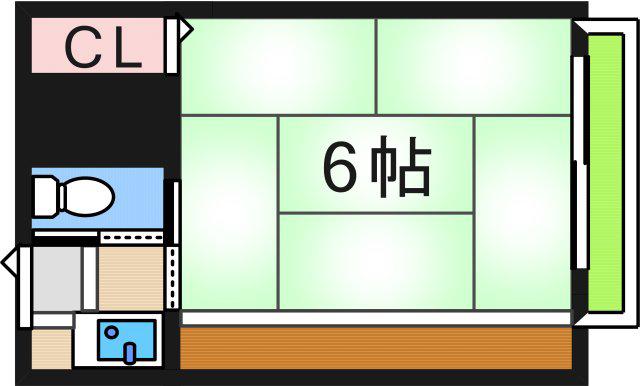 わかばハイツ(1K/3階)の間取り写真