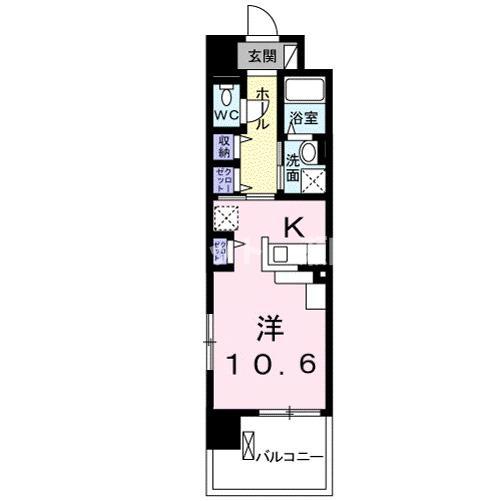 シャロミエール(ワンルーム/2階)の間取り写真