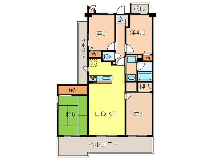 ウェルフェア明石(4LDK/8階)の間取り写真