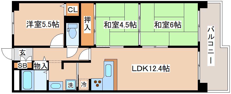コープ野村高取台(3LDK/9階)の間取り写真