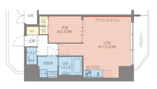 プレジオ日暮通(1LDK/12階)の間取り写真