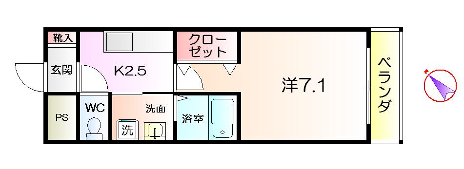 パインアベニュー(1K/2階)の間取り写真