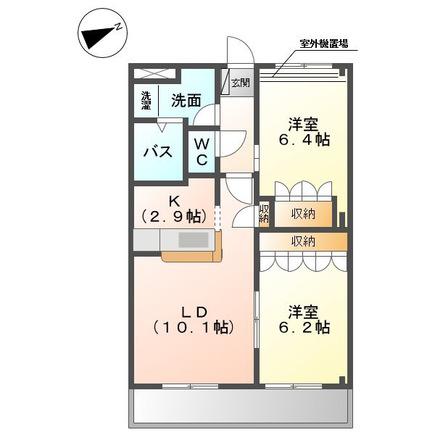 ラフレシア(2LDK/2階)の間取り写真