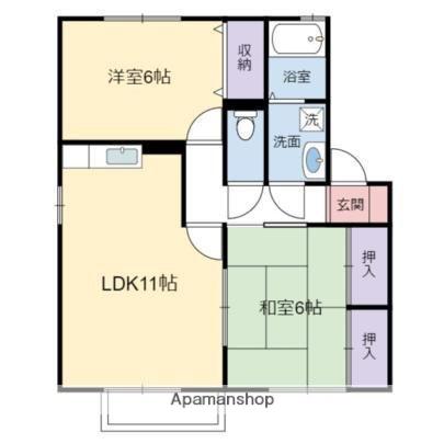 エバーグリーン C棟(2LDK/1階)の間取り写真