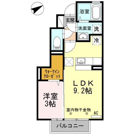 フィオーレ石堂(1LDK/1階)の間取り写真
