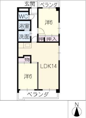 サニーコート砂田(2LDK/1階)の間取り写真