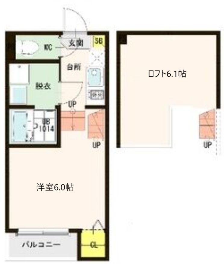 I-STATE中野栄(1K/2階)の間取り写真