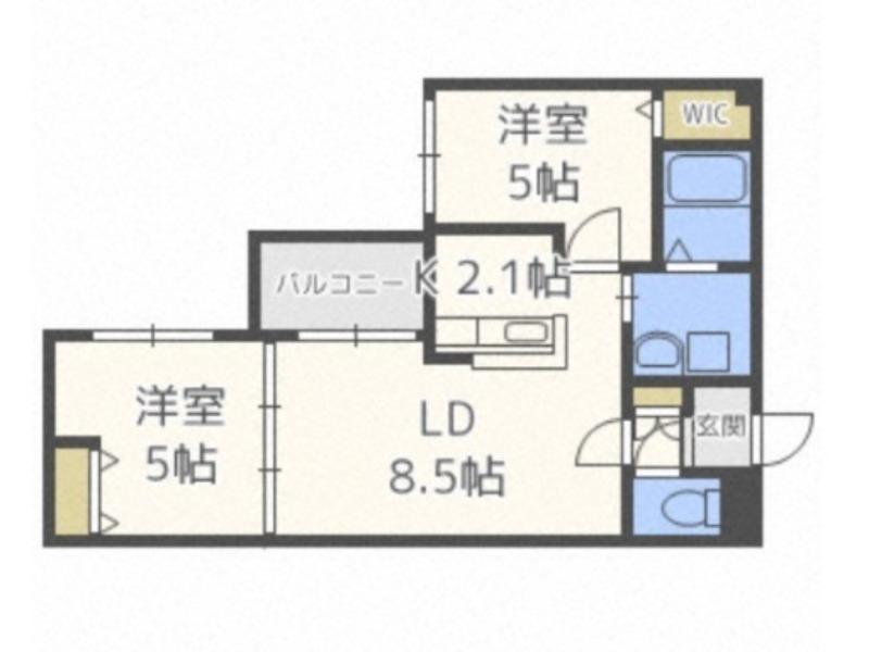 リンクス学園前(2LDK/2階)の間取り写真