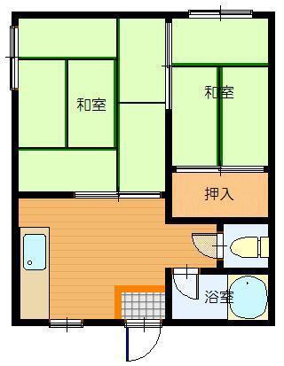 正法寺ハイツ(2K/2階)の間取り写真