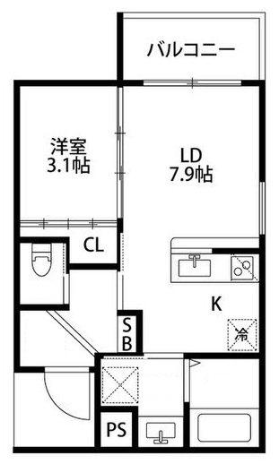 レシオス京都西院(1DK/1階)の間取り写真
