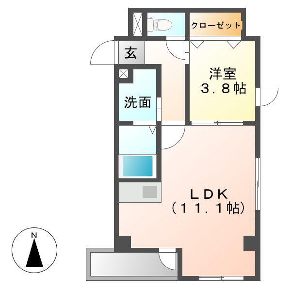 ボナール・ド・フルール(1LDK/7階)の間取り写真