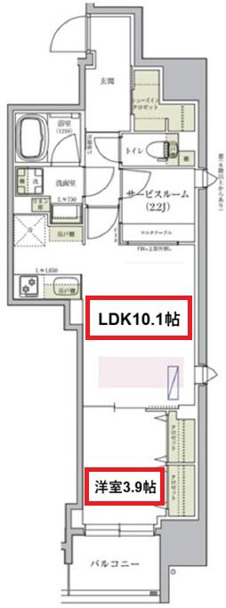 アーバネックス堺筋本町(1SLDK/15階)の間取り写真