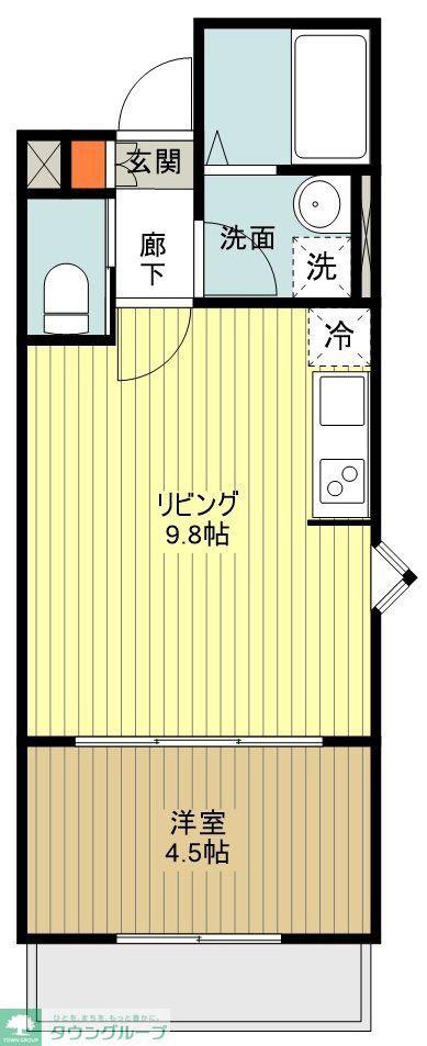 GRADUS福生(1LDK/3階)の間取り写真