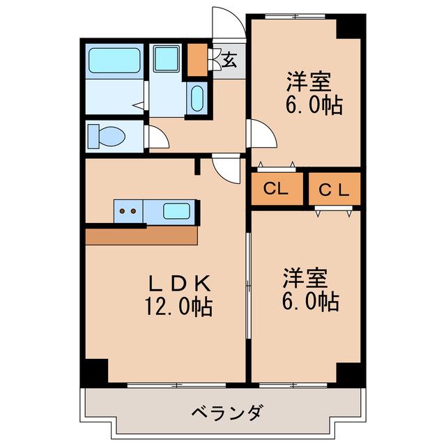 ベルドミール葵22(2LDK/1階)の間取り写真