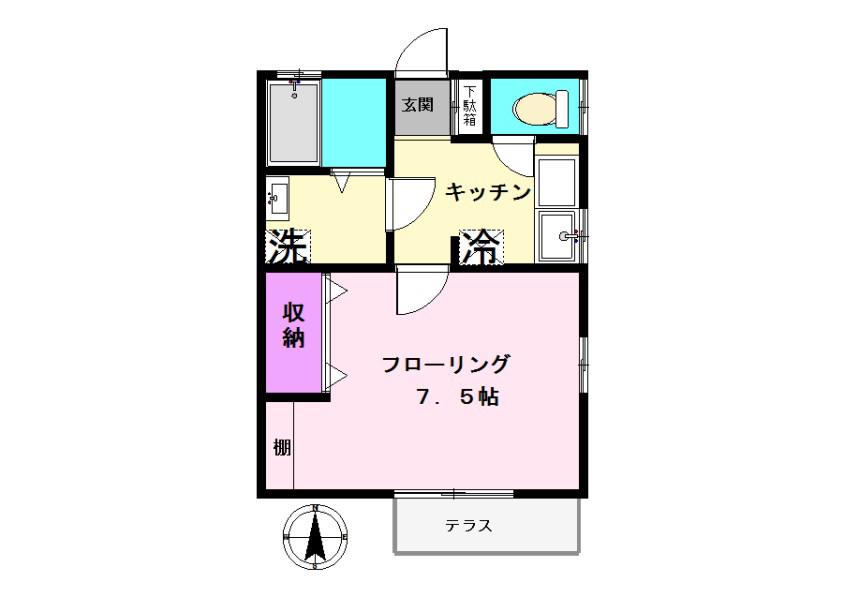 SKハイム(1K/1階)の間取り写真