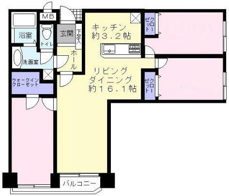宝生ハイツ(3LDK/3階)の間取り写真