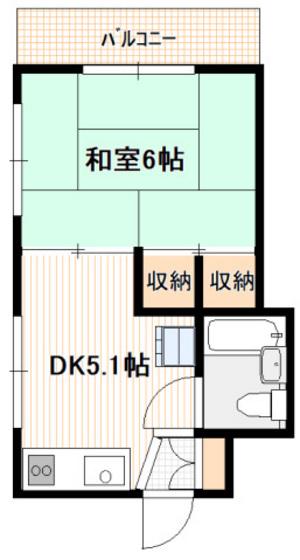 A1ビル(1DK/2階)の間取り写真