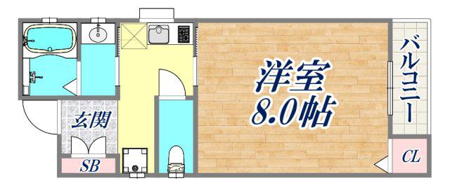福栄ハイツ(1K/2階)の間取り写真