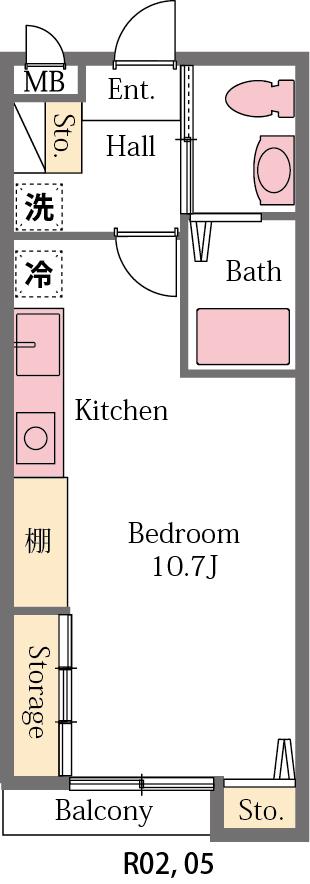 ヴィレッジ(ワンルーム/1階)の間取り写真