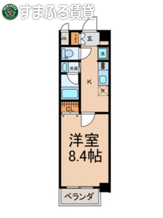 ノーブルスクエア(1K/1階)の間取り写真