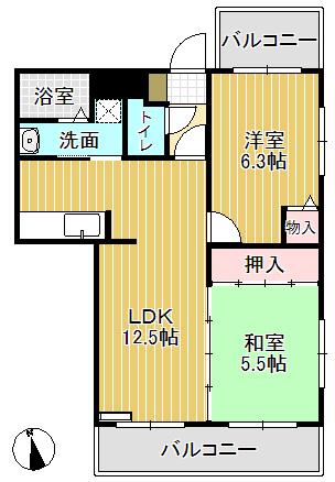 メゾンリラ(2LDK/1階)の間取り写真