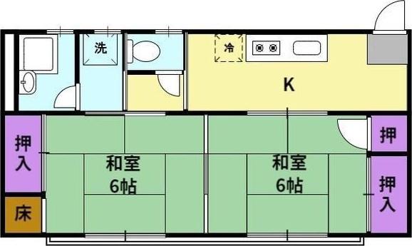 渡辺アパート(2K/2階)の間取り写真