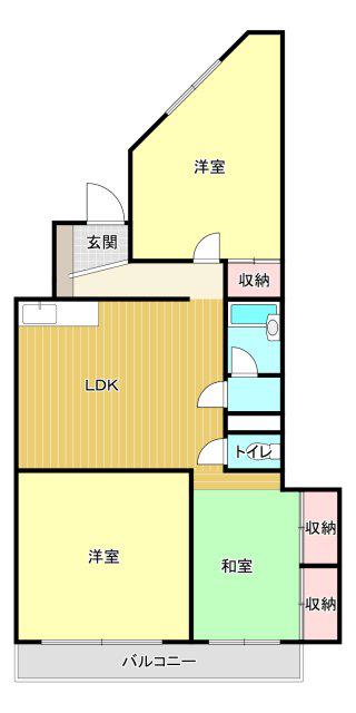 コーポサンライズ(3LDK/4階)の間取り写真