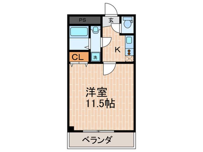シャトー仁川(1K/4階)の間取り写真