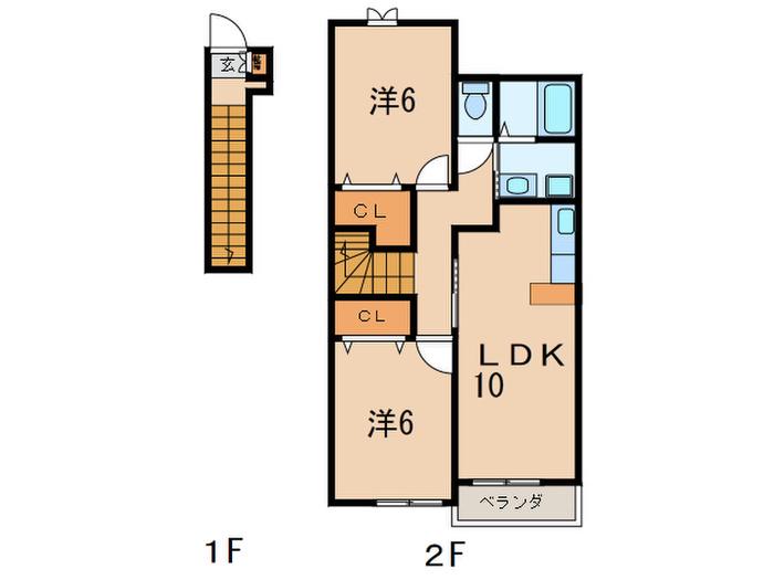 サンリットシェーネA(2LDK/2階)の間取り写真