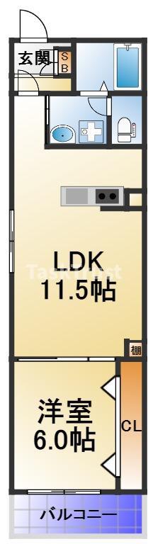 マーキーズ京橋(1LDK/1階)の間取り写真