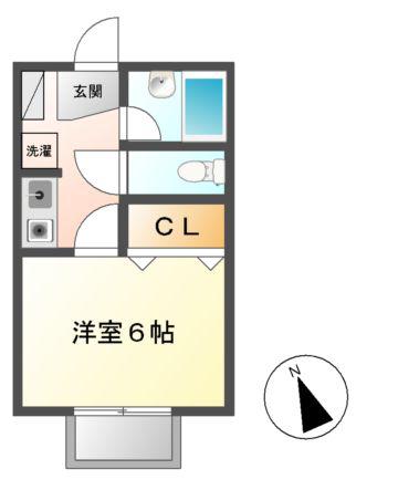 ラフォーレ西之庄(1K/1階)の間取り写真