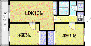 コートハウスカゲツ(2LDK/1階)の間取り写真
