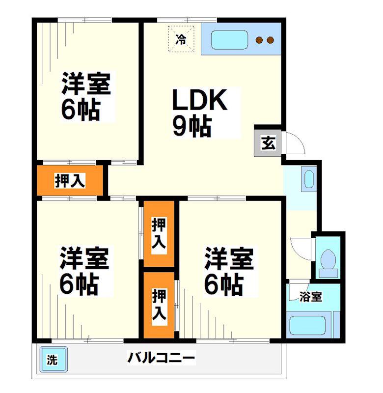 調布第2コーポラス(3LDK/1階)の間取り写真