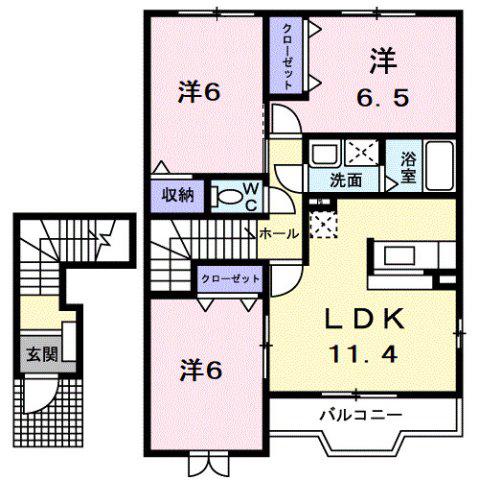 サンリット パレスC(3LDK/2階)の間取り写真