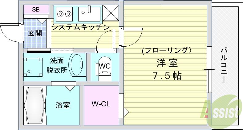 REGIES柴原阪大前II(1K/1階)の間取り写真