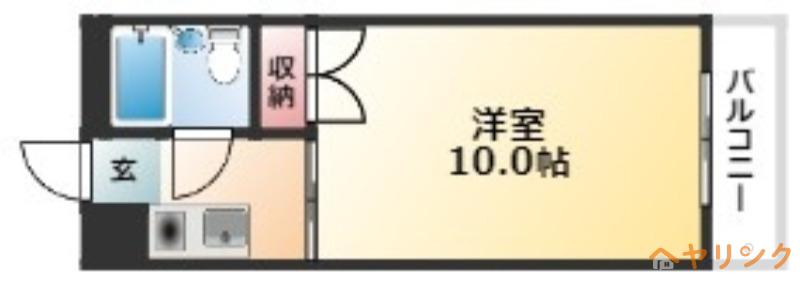 ラッキーキャット(1K/6階)の間取り写真