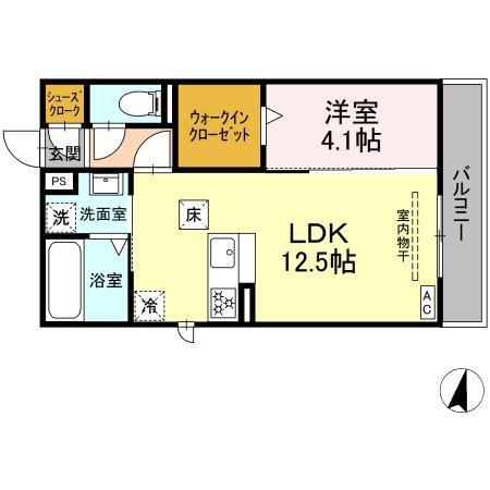 ピーノ・グランデ(1LDK/1階)の間取り写真