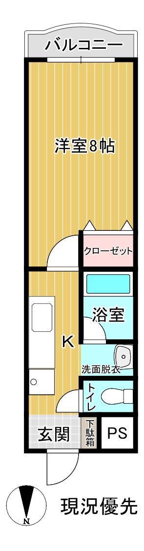 バルトハイム(1K/1階)の間取り写真